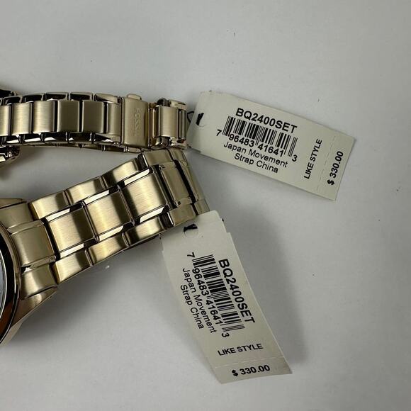 Fossil Couple Set His and Her Chronograph Gold-Tone Watch Gift Set BQ2400SET - Picture 7 of 10